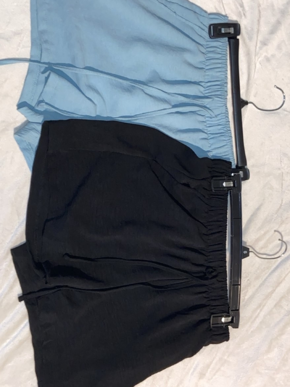 just be Light Blue And Black Elastic-Waist Shorts